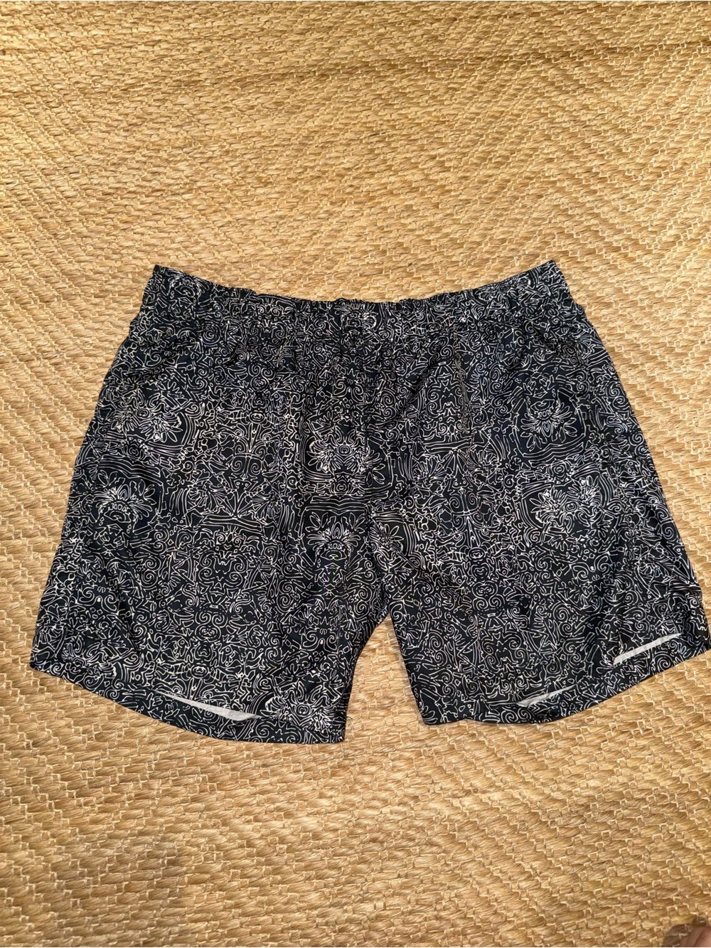 Slate & Stone Black Swim Trunks with White Paisley Pattern